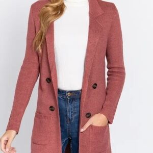 Women's Rose Double-Breasted Sweater